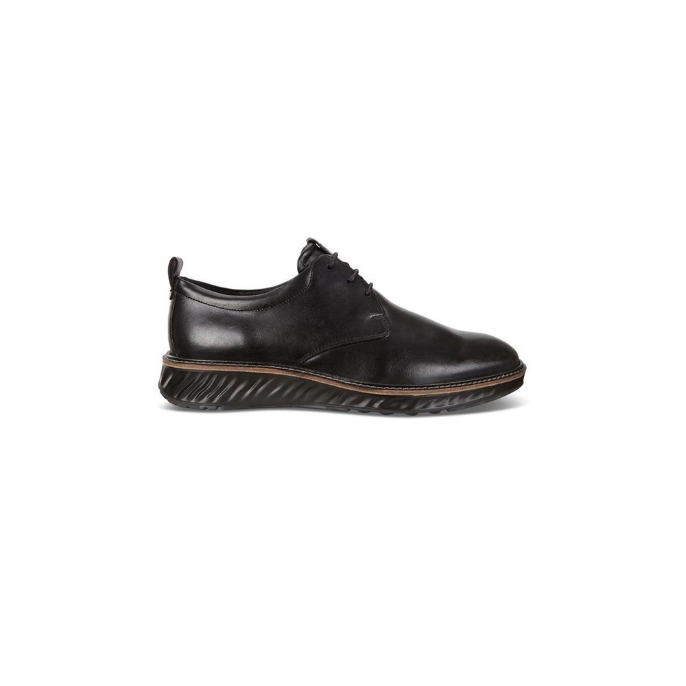 ECCO Mens ST.1 Hybrid Plain Toe Derby Oxfords Black Leather Shoes EU 40 US 6-6.5
